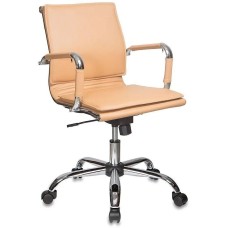 БЮРОКРАТ Кресло руководителя Ch-993-Low светло-коричневый экокожа низк.спин. крестов. металл хром