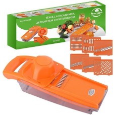 MULTIDOM Терка с 6 насадками, держателем и контейнером. Размер 36х7,8х13 см. МТ76-114