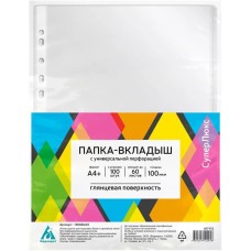 БЮРОКРАТ Папка-вкладыш СуперЛюкс -100GSLUX глянцевые A4+ 100мкм (упак.:100шт)