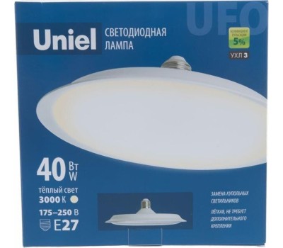 Лампа декоративная светодиодная UNIEL (UL-00004573) LED-U220-40W/3000K/E27/FR PLU01WH