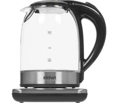 Чайник KITFORT КТ-657 нержавеющая сталь/черный (стекло)