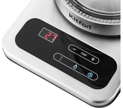 Чайник KITFORT КТ-657 нержавеющая сталь/черный (стекло)