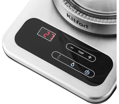 Чайник KITFORT КТ-657 нержавеющая сталь/черный (стекло)