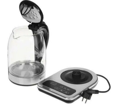 Чайник KITFORT КТ-657 нержавеющая сталь/черный (стекло)