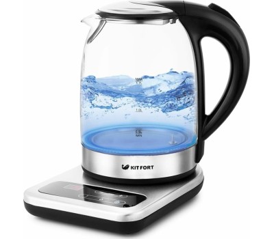 Чайник KITFORT КТ-657 нержавеющая сталь/черный (стекло)