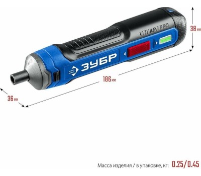 Отвертка аккумуляторная ЗУБР PSD-4S 3,6В, в кейсе с набором 33 бит