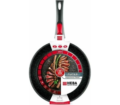 Сковорода НЕВА МЕТАЛЛ ПОСУДА L18024i а/пр литая 24см съемн/руч индукция Гранит 550000524