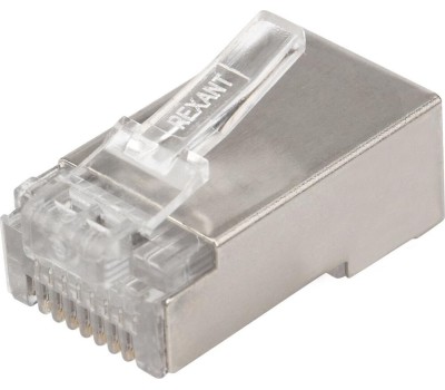 REXANT Разъем сетевой LAN на кабель екер 8Р8С (RJ-45), под обжим, в экране, 10шт.