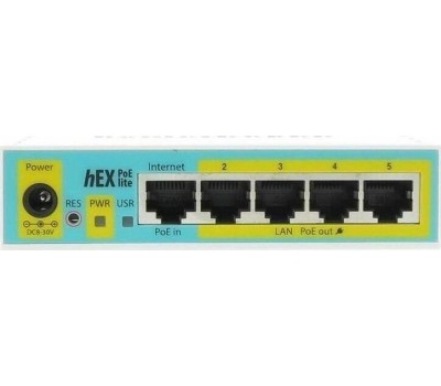 Роутер MIKROTIK Роутер hEX PoE lite, 4 LAN, 1xUSB, белый [rb750upr2]