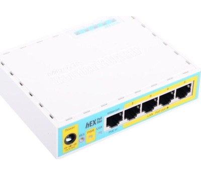 Роутер MIKROTIK Роутер hEX PoE lite, 4 LAN, 1xUSB, белый [rb750upr2]