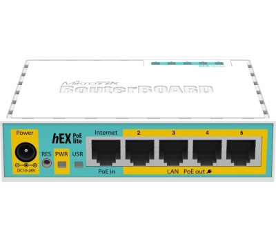 Роутер MIKROTIK Роутер hEX PoE lite, 4 LAN, 1xUSB, белый [rb750upr2]
