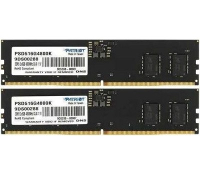 Оперативная память PATRIOT Оперативная память Signature PSD516G4800K DDR5 - 2x 8ГБ 4800МГц, DIMM, Ret