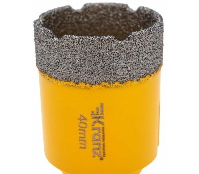 KRANZ Коронка алмазная профессиональная по керамограниту и железобетону М14, вакуумное спекание, 40мм, для УШМ