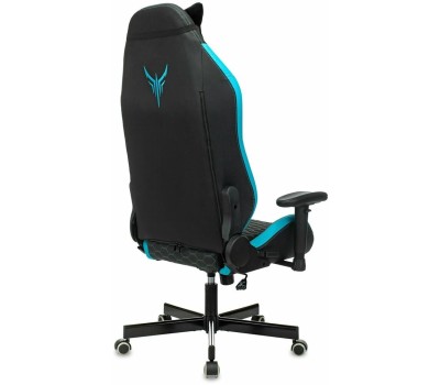 Кресло компьютерное игровое KNIGHT Кресло игровое Neon, экокожа, до 150кг, регулируемые 2D подлокотники, черный/голубой/голубой