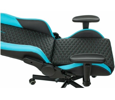 Кресло компьютерное игровое KNIGHT Кресло игровое Neon, экокожа, до 150кг, регулируемые 2D подлокотники, черный/голубой/голубой