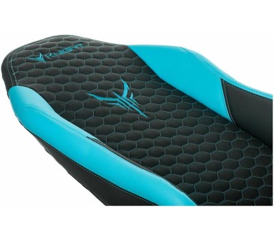 Кресло компьютерное игровое KNIGHT Кресло игровое Neon, экокожа, до 150кг, регулируемые 2D подлокотники, черный/голубой/голубой