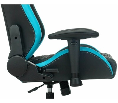 Кресло компьютерное игровое KNIGHT Кресло игровое Neon, экокожа, до 150кг, регулируемые 2D подлокотники, черный/голубой/голубой