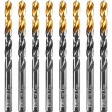 Сверло DENZEL Сверло по металлу, 8 мм, HSS-Tin, Golden Tip, 8 шт. 717219