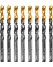 Сверло DENZEL Сверло по металлу, 8 мм, HSS-Tin, Golden Tip, 8 шт. 717219