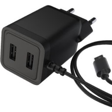 MAXVI СЗУ A302M, 3A, with microUSB cable, 2xUSB-A, black