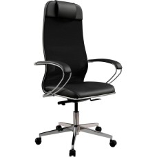 МЕТТА Кресло ErgoLife Comfort черный сиденье черный сет./экокожа с подголов. крестов. сталь хром