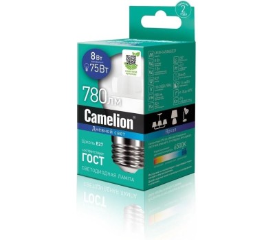 Лампа CAMELION LED8-G45/865/E27 (Эл.лампа светодиодная 8Вт 220В)