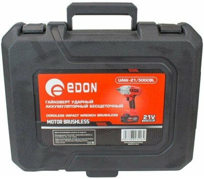 Гайковерт ударный EDON UAW-21/500CBL красный/черный, 21В, 2аккум., бесщеточный