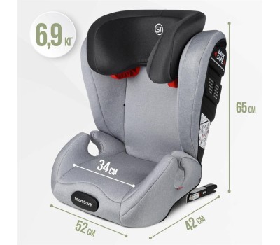 Автокресло детское SMART TRAVEL УУД Expert Fix гр.II/III, Light grey