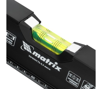 Уровень MATRIX Уровень алюминиевый, усиленный, фрезерованный, 3 глазка, двухкомпонентные рукоятки, 800 мм 34362