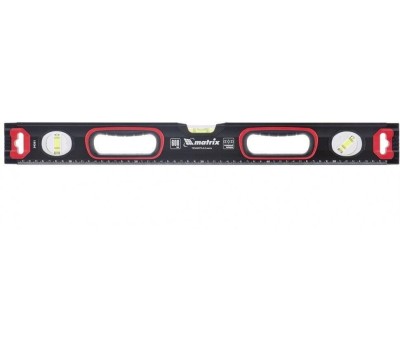 Уровень MATRIX Уровень алюминиевый, усиленный, фрезерованный, 3 глазка, двухкомпонентные рукоятки, 800 мм 34362