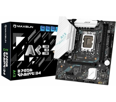Материнская плата MAXSUN MS-B760M Gaming WIFI ACE (Socket 1700, mATX, 2*DDR5, VGA/HDMI, 3*SATA3, 2*M.2, 1xPCI-E x16 /1xPCI-E x4, 2*USB 2.0, 4*USB 3.2 GEN1, LAN 1*1G, Bluetooth, Wi-Fi 802.11ax, RTL)