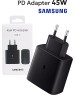 SAMSUNG Сетевое зарядное устройство EP-T4511XBEGEU, USB type-C, USB type-C, 45Вт, 3A, черный
