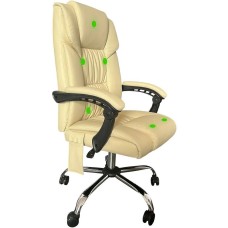 CACTUS Кресло CS-CHR-OC04M-WT с вибромассажем слоновая кость экокожа с подголов. крестов