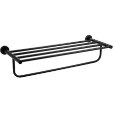 GFmark - Полка для полотенца с опорой, большая, из нержавеющей стали, на круглом основании, цвет ЧЁРНЫЙ. 82142