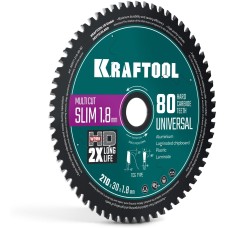 KRAFTOOL Slim multi cut 210 х 30 x 1.8 мм, 80Т, диск пильный по дереву (36957-210-30-80)