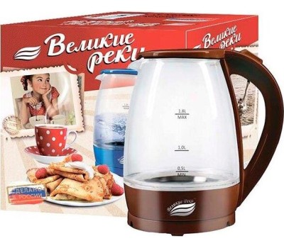 Чайник электрический ВЕЛИКИЕ РЕКИ Дон-1 коричневый, 1,8 л