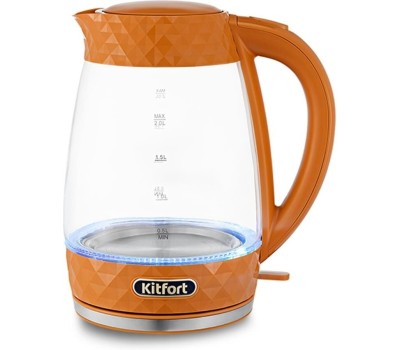 Чайник KITFORT KT-6123-4 оранжевый (стекло)
