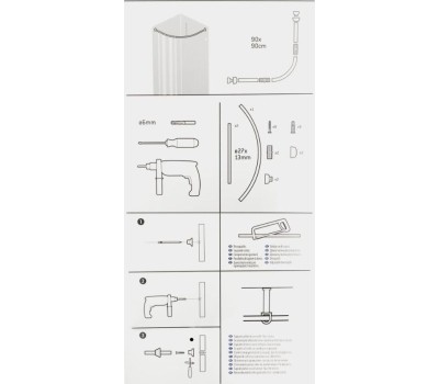 Карниз в ванную GFMARK 100014 Карниз в ванную угловой 1600 мм , закруглённый белый из алюминия , овальная труба