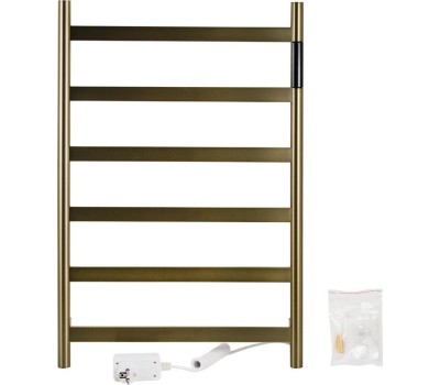 Полотенцесушитель электрический KRAFTTE 44047 ЛЕСЕНКА под бронзу матовый 480х730х90 мм, на 6 перекладин, 75 W, 220V/50 Hz нерж. сталь