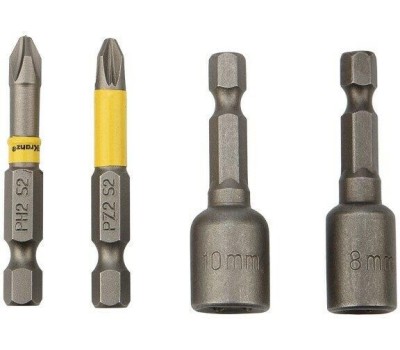Набор бит KRANZ (KR-92-0461) Набор насадок на шуруповерт PH2, PZ2 с магнитным держателем 50 мм, головка 8 мм, 10 мм