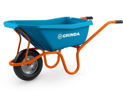 GRINDA GP-21, ударопрочный пластиковый кузов, 110 л, 180 кг, одноколесная, пневматическое колесо, тачка садовая PROLine (422408)