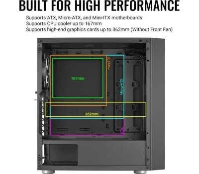 Корпус для ПК AEROCOOL Корпус ATX Skribble, Midi-Tower, без БП, черный [skribble-g-bk-v1]