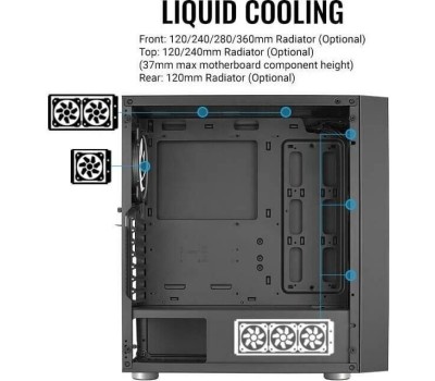 Корпус для ПК AEROCOOL Корпус ATX Skribble, Midi-Tower, без БП, черный [skribble-g-bk-v1]