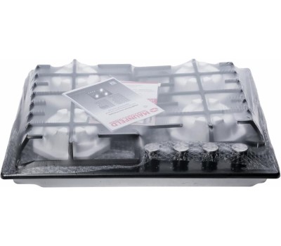 Варочная панель газовая MAUNFELD Газовая варочная панель EGHE.64.3STS-EB/G, 4 конфорки, эмалированная сталь, черный