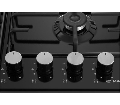Варочная панель газовая MAUNFELD Газовая варочная панель EGHE.64.3STS-EB/G, 4 конфорки, эмалированная сталь, черный
