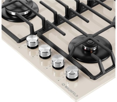 Варочная панель газовая MAUNFELD Газовая варочная панель EGHG.64.6CBG/G, 4 конфорки, закаленное стекло, бежевый
