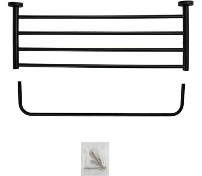 GFmark - Полка для полотенца с опорой, большая, из нержавеющей стали, на круглом основании, цвет ЧЁРНЫЙ. 82142