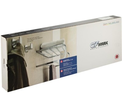 GFmark - Полка для полотенца с опорой, большая, из нержавеющей стали, на круглом основании, цвет ЧЁРНЫЙ. 82142