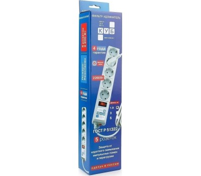 Сетевой фильтр POWER CUBE (02671) SPG-B-10, 5 роз - 3.0м - белый