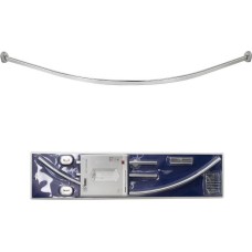 Карниз в ванную GFMARK 100013 Карниз в ванную угловой 1600мм , закруглённый хромированный из алюминия , овальная труба